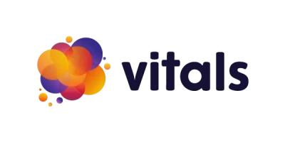 Logo featuring a colorful abstract design with orange, purple, and blue circles alongside the word 'vitals' in dark text. The design signifies vitality and energy, relevant for topics like conversion rate optimization.